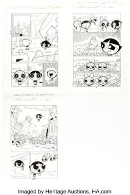 Christopher Cook and Mike DeCarlo The Powerpuff Girls #36 Story Pages 1, 2, and 5 Original Art (DC, 2003). (Total: 3 Original Art)