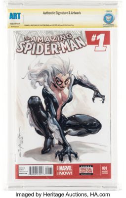 Clayton Crain The Amazing Spider-Man #1 - Black Cat Sketch Cover Original Art (2014) CBCS Art. | Heritage