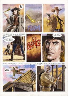 FABIO CIVITELLI - Tavola originale Tex ‘Il duello’. Cm. 30 x 42 circa. Pubblicata su Specchio nel 1998 ed esposta alla mostra ‘La leggenda del West’ tenutasi ad Arezzo nel 2004. Matite e acquerello. Pagina 13