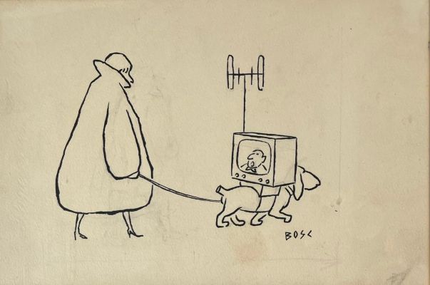 Jean Bosc (1924-1973) | Le chien télévision (la télé portée) | misc / divers
