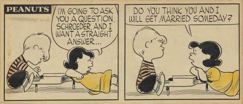 CHARLES SCHULZ. (PEANUTS / CARTOON) "Never!! Never in ten thousand million billion years!" | Swann Galleries