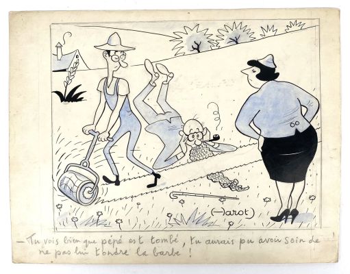 (-) Arrot Illustration... | Lot 42 - (-) ARROT Illustration humoristique Encre de chine... | Vermot et Associés