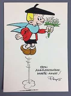 Peyo - Dessin dédicacé Benoit Brisefer - (1987)