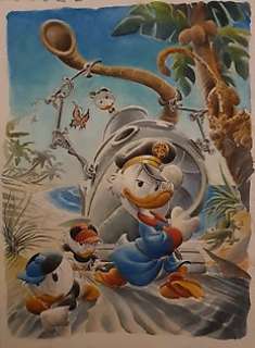 Paolo Mottura - illustrazione originale "Zio Paperone, Qui, Quo e Qua sulla spiaggia" - Loose page (2019)