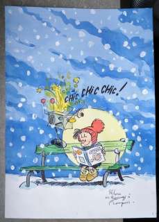 Stibane - Dessin original couleur - Hommage Ã  Franquin - Le Petit Noël et l’Elaoin | Catawiki