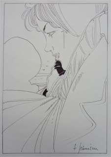 Schuiten, François - Originele tekening - Mooie vrouw aan zee - (1986) | Catawiki