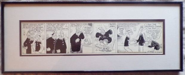 Original Art Segar Popeye February 22, 1933-Long Live the King-Gold & Goofs | eBay US