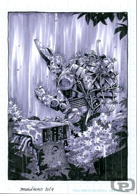 Sylvain Repos | Yojimbot, Illustration - The Traveling Robot - Original Artwork by Sylvain Repos | Pulp’s Art