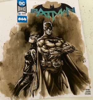 Blank Variant Cover - BATMAN #50 "special" with original Coffee Painting - Stapled - Blank Cover (2020) | Catawiki
