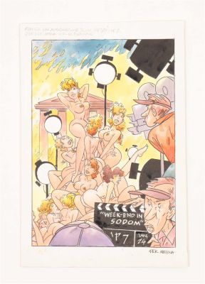 Dick Matena "Week-end in Sodom" original erotic drawing 1 | Comic Art Masters