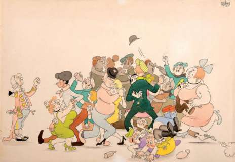 Dubout | Le bal des voleurs Splendide illustration Ã  l’encre de Chine et | Millon