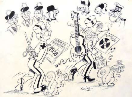 Rob-Vel | Spirou 1938-1975. Dessin Ã  l’encre de Chine sur papier pour l’album | Tessier Sarrou