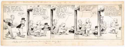 Bud Fisher Mutt and Jeff Daily Comic Strip Original Art dated 5-21-28 (H. C. Fisher, 1928). Mutt offers life - | Heritage