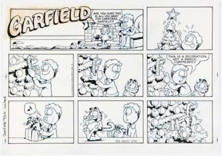 Davis, Jim | Jim Davis Garfield Sunday Comic Strip Original Art dated 12-20-87 (United Feature Syndicate, 1987). ... | Heritage