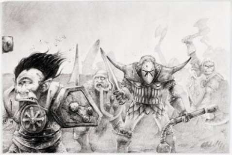 Adrian Smith Realm of Chaos: The Lost and the Damned Page 212 Illustration Original Art (Games Workshop, 1990).