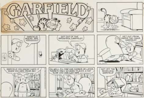 Jim Davis Garfield Sunday Comic Strip Original Art dated 7-22-84 (United Feature Syndicate, 1984). | Heritage