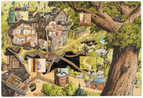 Dan Day and David Day Dragon Magazine #288 "Elminster’s Guide to the Realms: The Moonwyvern Inn" Double Page Spread 76-77 Painting Original Art (Wizards of the Coast, 2001). | Heritage