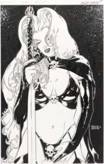 Carlos Ferreira and Silvio Spotti Brian Pulido’s Lady Death: Blacklands #2 Variant Cover Original Art (Avatar Press, 2006). | Heritage
