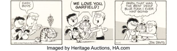 Jim Davis Garfield Daily Comic Strip Original Art dated 4-14-79 (United Feature Syndicate, 1979). | Heritage