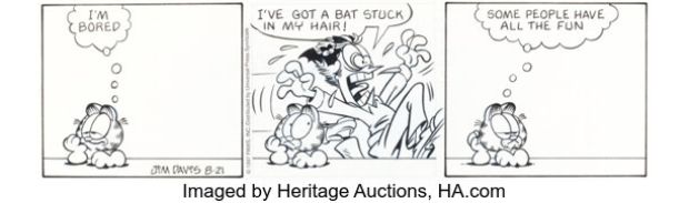 Jim Davis Garfield Daily Comic Strip Original Art dated 8-21-97 (PAWS/Universal Press Syndicate, 1997). | Heritage