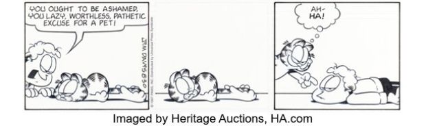 Jim Davis Garfield Daily Comic Strip Original Art dated 8-30-97 (PAWS/Universal Press Syndicate, 1997). | Heritage