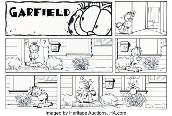 Jim Davis Garfield Sunday Comic Strip Original Art dated 5-5-96 (PAWS/Universal Press Syndicate, 1996). | Heritage