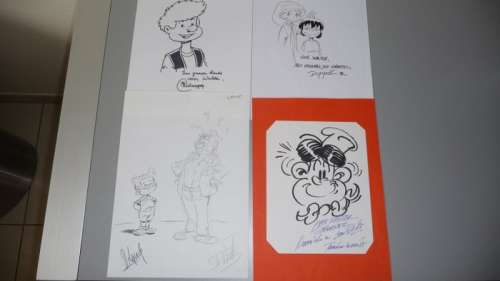 Sarah & Robin, Kramikske, Sanne, Stam & Pilou - 4 Originele tekeningen - Formaat (4x): 21 x 29,7 cm. - Loose page - (1985/1996) | Catawiki