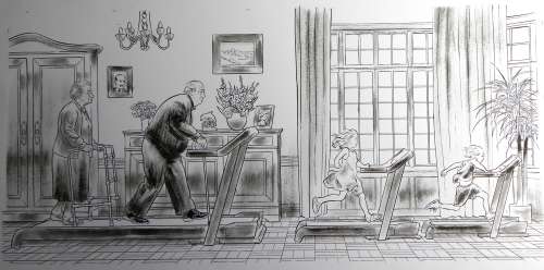 Emmanuel Reuzé | « Faut pas prendre les cons pour des gens » – Promenade Sur Tapis De Course – Illustration Originale | Zic et Bul