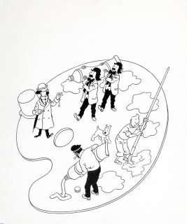 Hergé | Illustration Ã  l’encre de Chine pour la couvertur… | Banque Dessinée