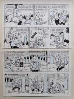 Suske en Wiske - Originele pagina (p.19) - Twee toffe totems - O.I. ink with blue spot color - (1970) | Catawiki