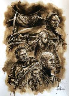 Original Coffee Painting - SLASHERS 80Â´ - Original Art (2020) | Catawiki