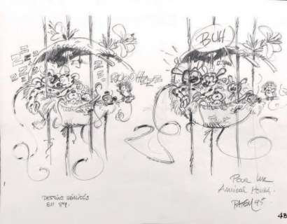 Batem | Â«La Naissance des bébés marsupilamisÂ». Deux crayonnés sur papier | Tessier Sarrou