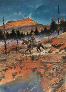 Girod, Thierry | Girod, Thierry - Dessin original couleur - Durango traverse la rivière de Chambon-sur-Lignon - (2017) | Catawiki