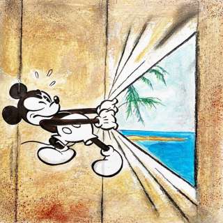 Tony Fernandez | Mickey Mouse inspired by Banksy’s Covering Paradise - Original Painting - Signed by Tony Fernandez | Catawiki