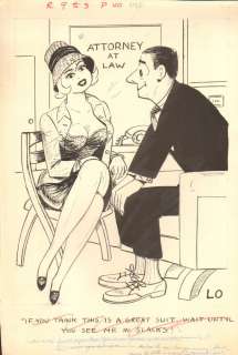 Lowell Hoppes - Sexy babe at divorce lawyer - humorama 1964