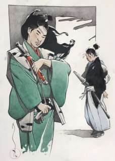 Michetz, Marc | Michetz, Marc - Dessin original couleur - Kogaratsu et la fille au kimono vert - (2020) | Catawiki