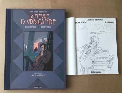 F. Schuiten | Les cités obscures - T2 + T3 + Dessin original de F. Schuiten - 2xEO/TT - Cartonné - EO - (1987/2020) | Catawiki