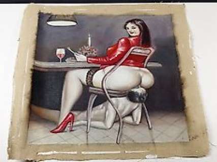 Unknown - The Femdom Art - Original Oil Painting on Canvas and subject to Facesitting
