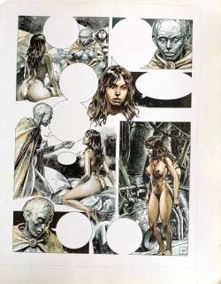 Paolo Eleuteri Serpieri | Druuna, Morbus Gravis, Charlie #41 - P. E. Serpieri - Original watercolor on print (Page 18) - Mixed Media Art - Page volante - Exemplaire unique - (1986) | Catawiki