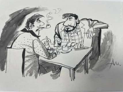 Dibujo Original de Antonio Mingote - El Médico Alemán Henrich Teobald - Noticias Frescas 1958