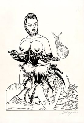Roberto Baldazzini – “Miss Lucrezia e Venus 19+” – Illustrazione utilizzata per la copertina di Kinky Love | Cart Gallery