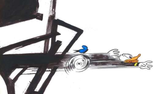 Tony Fernandez, Disney Artist | Donald Duck Inspired By Franz Kline’s "Mahoning" - Original Painting - Tony Fernandez - 70 x 50 cm | Catawiki