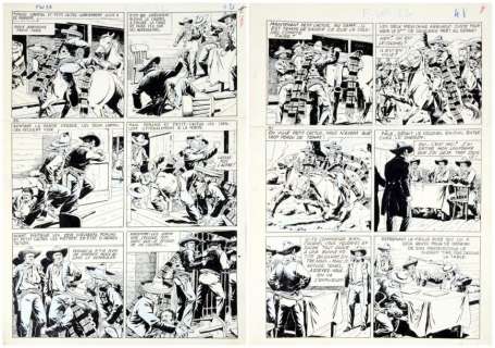 Le Rallic, Etienne - Â«Poncho LibertasÂ» Encre de chine pour 2 planches parues