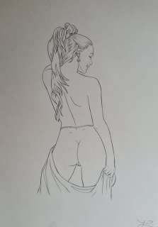 Chabane, Lounis | Lounis Chabane - Dessin original érotique - Femme de dos - Format: 21 x 29,7 cm. | Catawiki