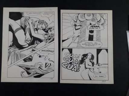 Tacconi-Leonetti | Tacconi-Leonetti - 2x tavole originali "Il Barone Rosso" & "Maghella" - Page volante - EO - (1973/1974) | Catawiki