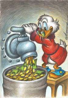 Joan Vizcarra | Uncle $crooge Money Tap - Original Drawing - Joan Vizcarra | Catawiki