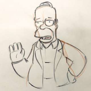 Matt Groening | The Simpsons - Group of 5 drawings / (Homer with children + background) EP18/SEASON16 - SCENE 244 - EO - (2004) | Catawiki