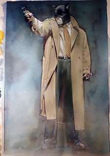 Le Hénanff, Fabrice | Le Hénanff, Fabrice - Dessin original couleur - Tribute to Blacksad - (2021) | Catawiki