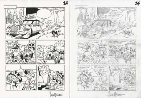 Lara Molinari | I Classici di Walt Disney seconda serie #523 - Lara Molinari - tavola originale + preparatorio "Paperinik l’inafferrabile Vendicatore" - Page volante - Exemplaire unique - (2021) | Catawiki