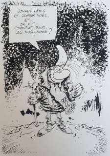 Hardy, Marc | Hardy, Marc - Originele tekening in Chinese inkt - G. Raf Zerk - Nieuwjaarswensen in Spirou - (2009) | Catawiki